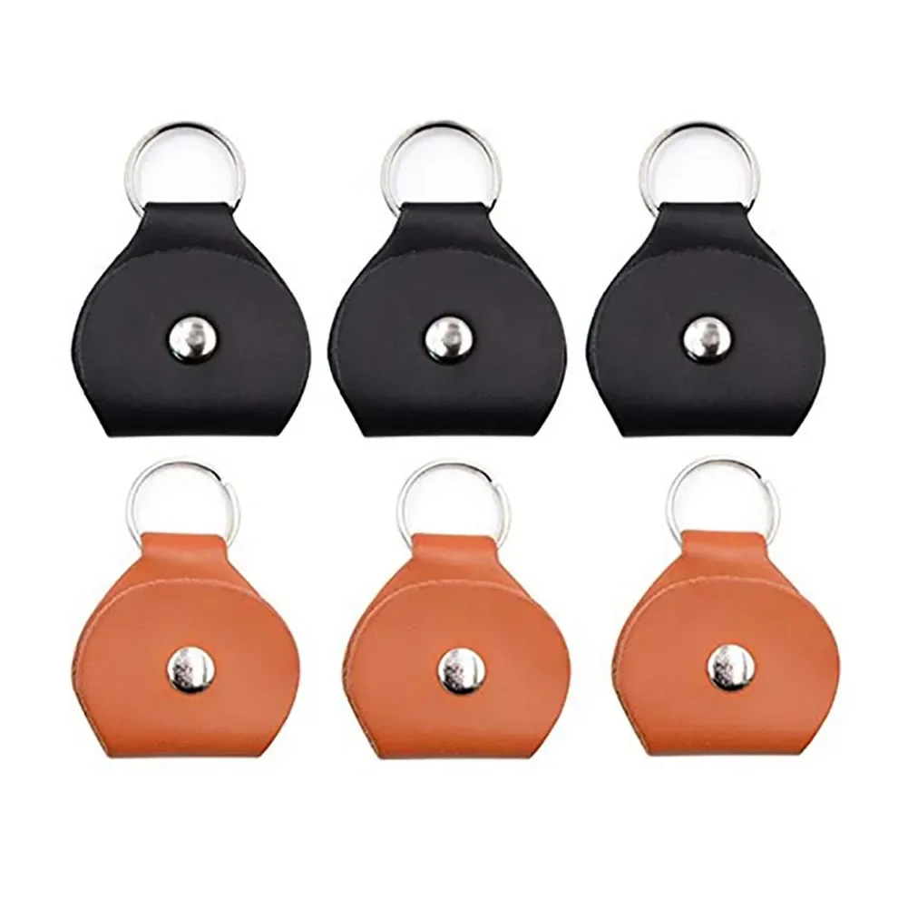 Soporte para púas de guitarra, estuche para púas, paquete de 6, llavero de cuero, fundas para púas, banco mediano, cuero de vaca, 1-3 uds. De púas