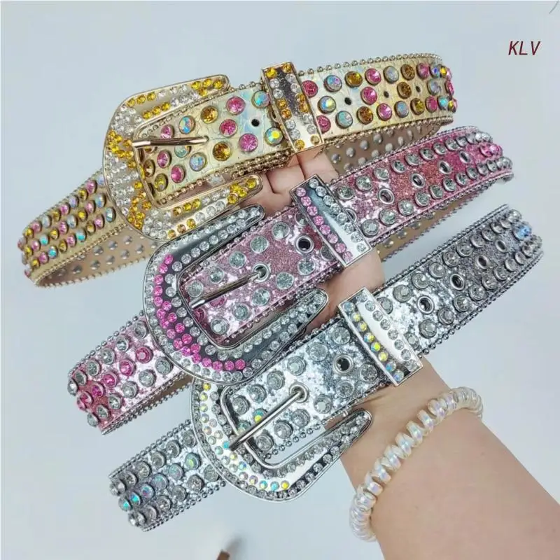 

Summer Waist Belt Shinning Belts for Woman Men Luxurious Full Diamond Studded Waist Strap for Jeans Dress