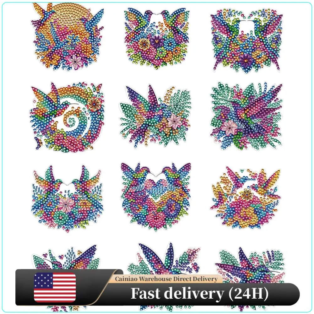 

12Pcs Diamond Art Magnets Fridge Sticker Set for Adults Beginners (CN561 Bird)