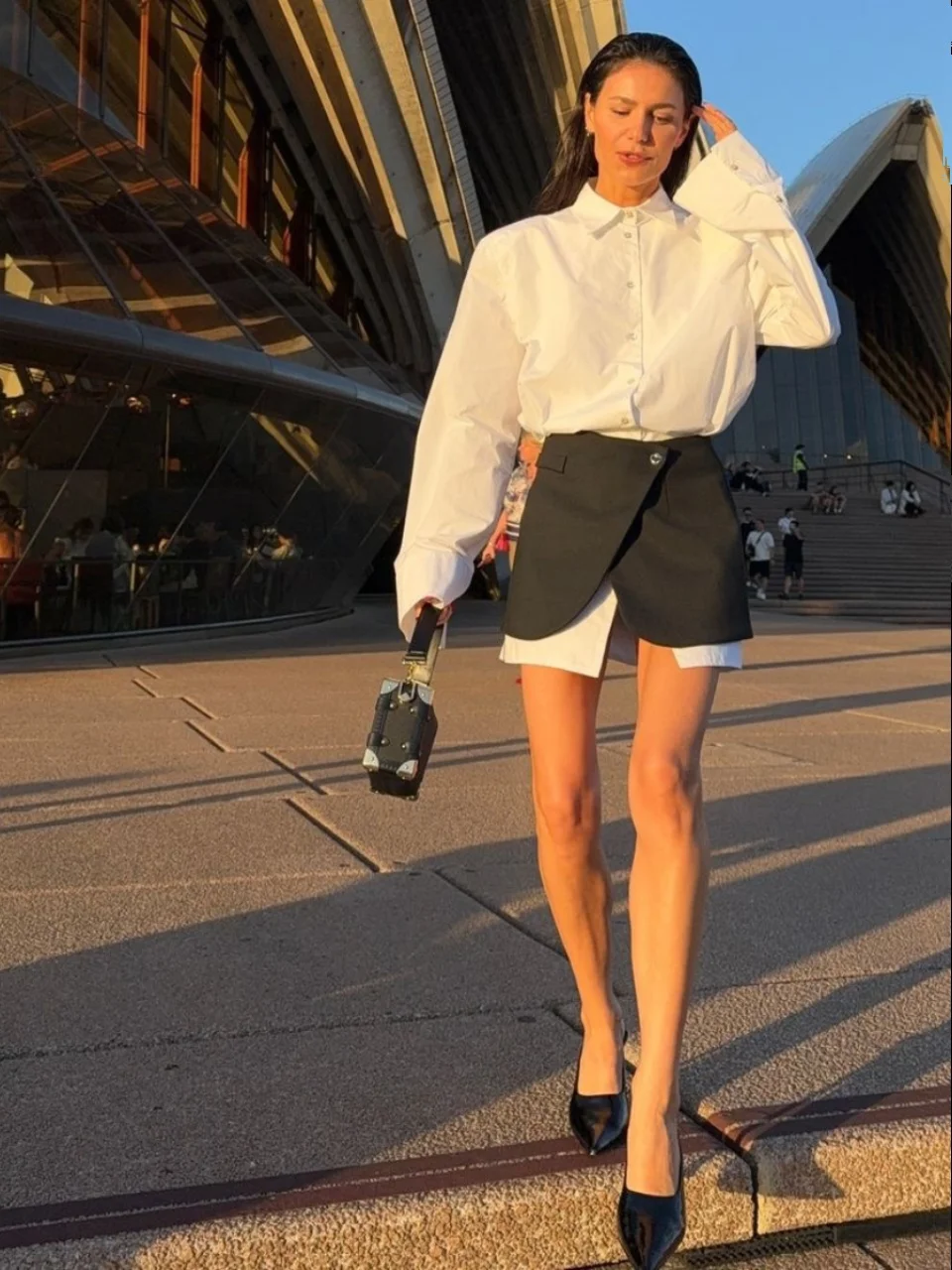 

New 26 PepamackBF Style Long Sleeve White Shirt Versatile Layering Fashionable Loose Fit Cotton Blend Business Casual Shirt