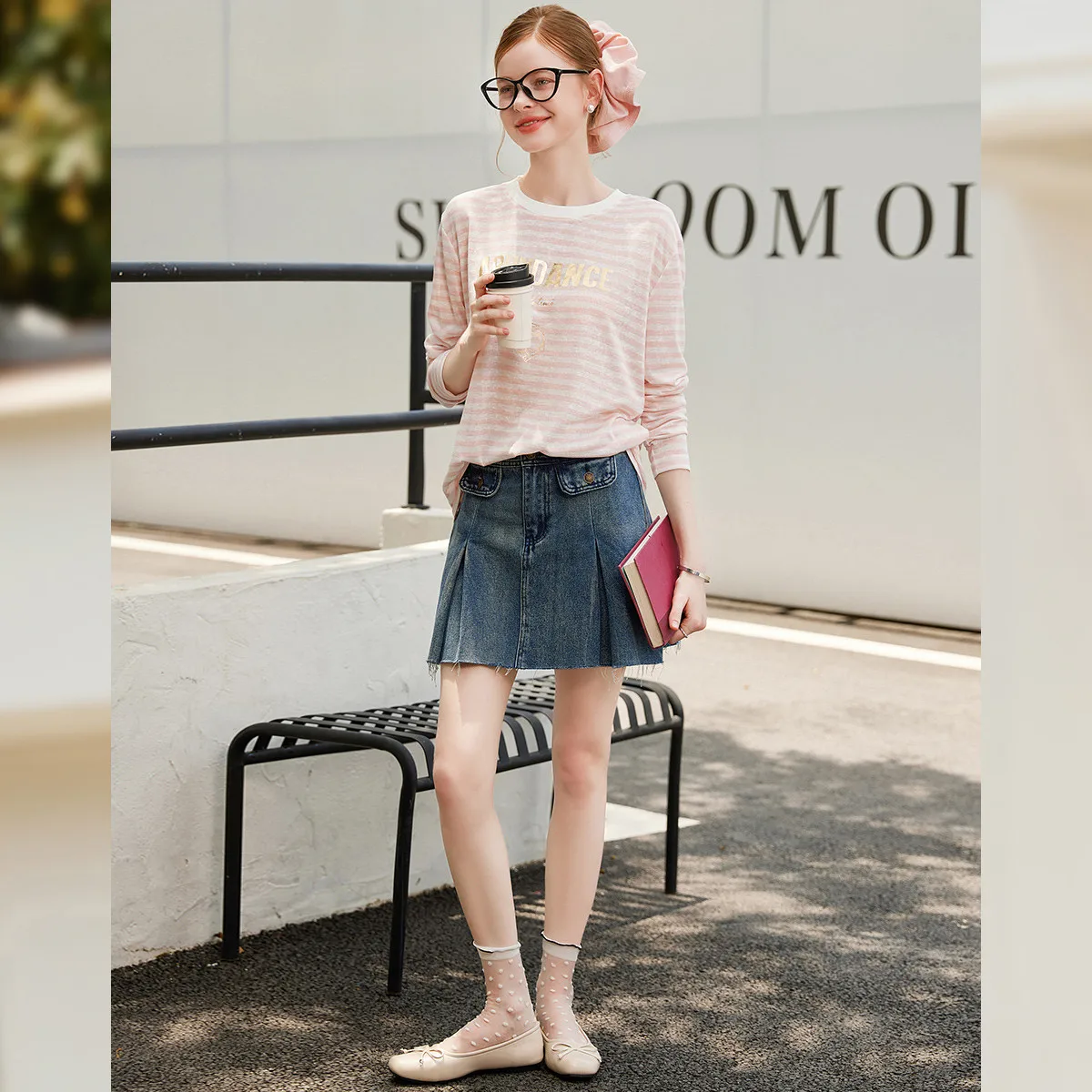 LOUIS YAO Gestreepte Contrast Kleur vrouwen T-Shirt 2025 Herfst Ronde Hals Print Lange Mouwen Tees Casual Tops