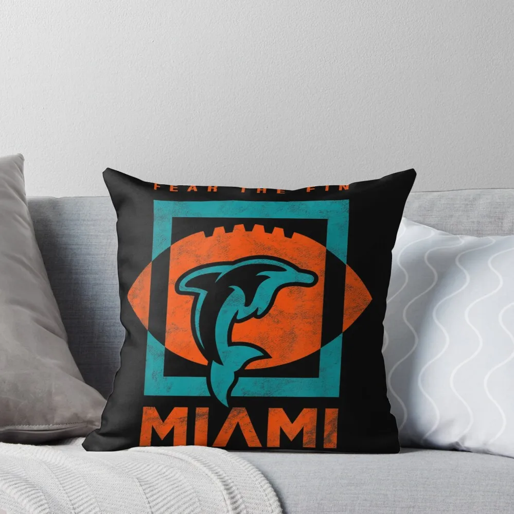 Cool Dolphin Fear the Fin Miami Football Fan Throw Pillow Decorative Pillow Covers For Sofa Cushion Child Sofa Covers pillow