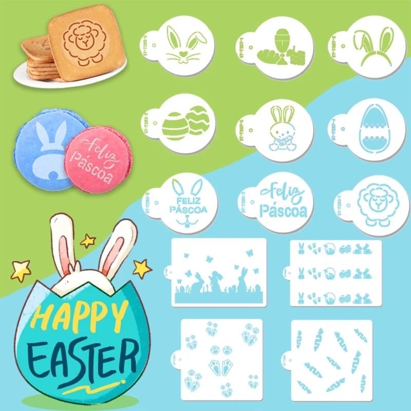 

Cake Stencil Templates Decoration Reusable Cake Cookie Baking Painting Mold Tools for DIY Craft Easter Rabbit Stencil for Coffee