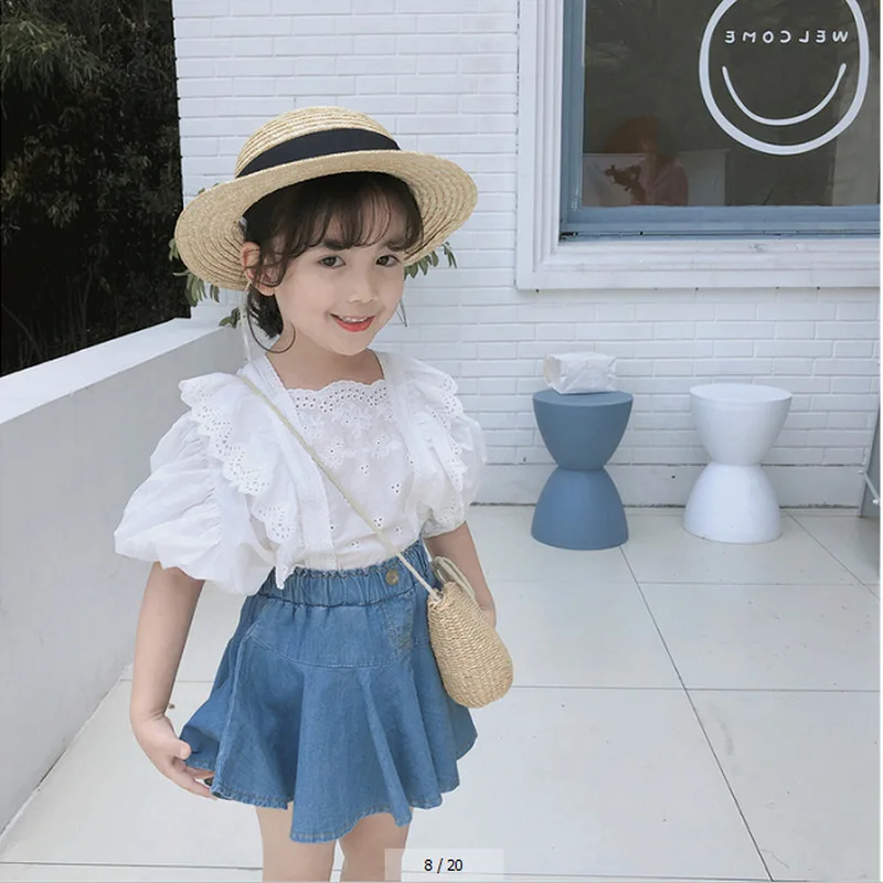Girls' Set Lace Elegant Top with Skirt25Spring and Summer New Fashion Foreign Trade Children's Clothing Wholesale3-8Years Old