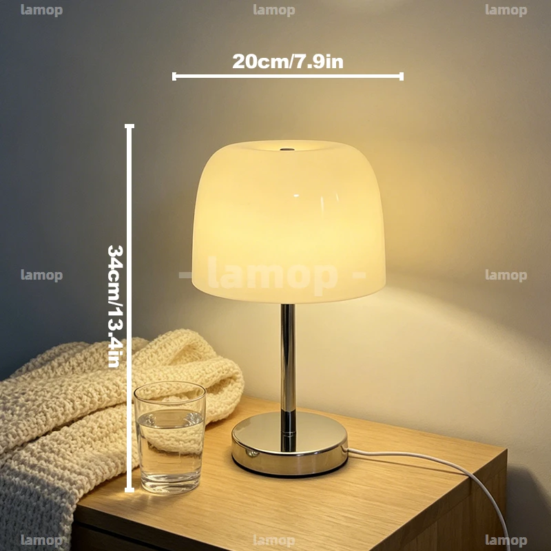 Tube‑Bowl Glass Table Lamp,Mild Light‑Shadow Ambient Light,Korean Minimalist Lamp for Household Study Desktop
