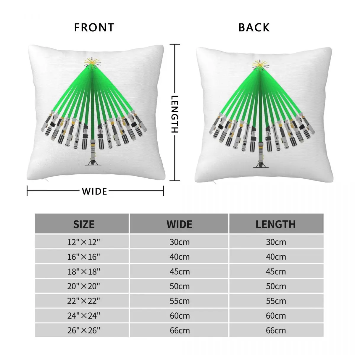 Lightsaber Christmas Tree Square Pillowcase Polyester Linen Velvet Pattern Zip Decorative Home Cushion Cover