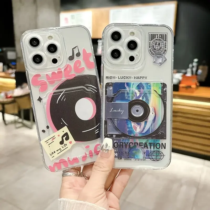 Retro CD Record Card Bag Phone Case For Samsung Galaxy M55 M35 M15 M54 M14 M04 M53 M33 M23 M13 M52 5G M32 M22 M11 M21 M31S Cover