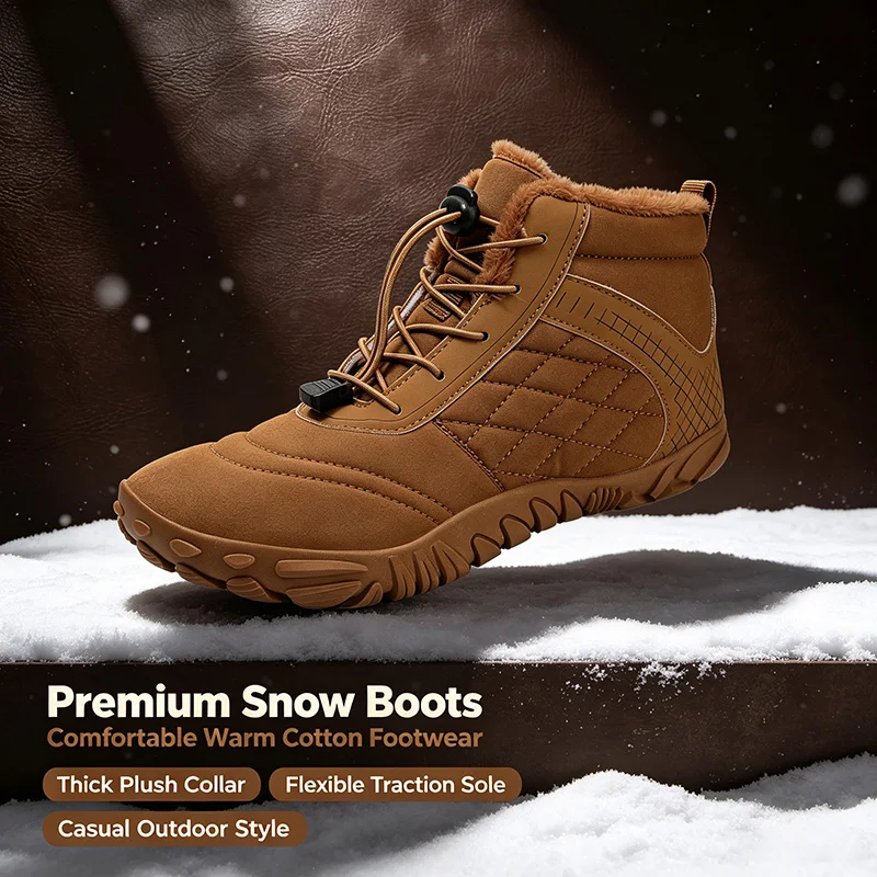 Men Women Winter Snow Boots Fleece Lined Ankle Boots Water‑Resistant Non‑Slip Sole Warm Winter Shoes for Outdoor Walking Hiking