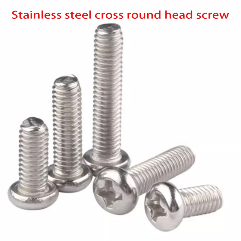 304 الفولاذ المقاوم للصدأ الصليب فيليبس تروس رئيس كبير مستدير الصليب رئيس كبير شقة مسمار لولبي الرأس النجارة الترباس M2M2.5M3-M8