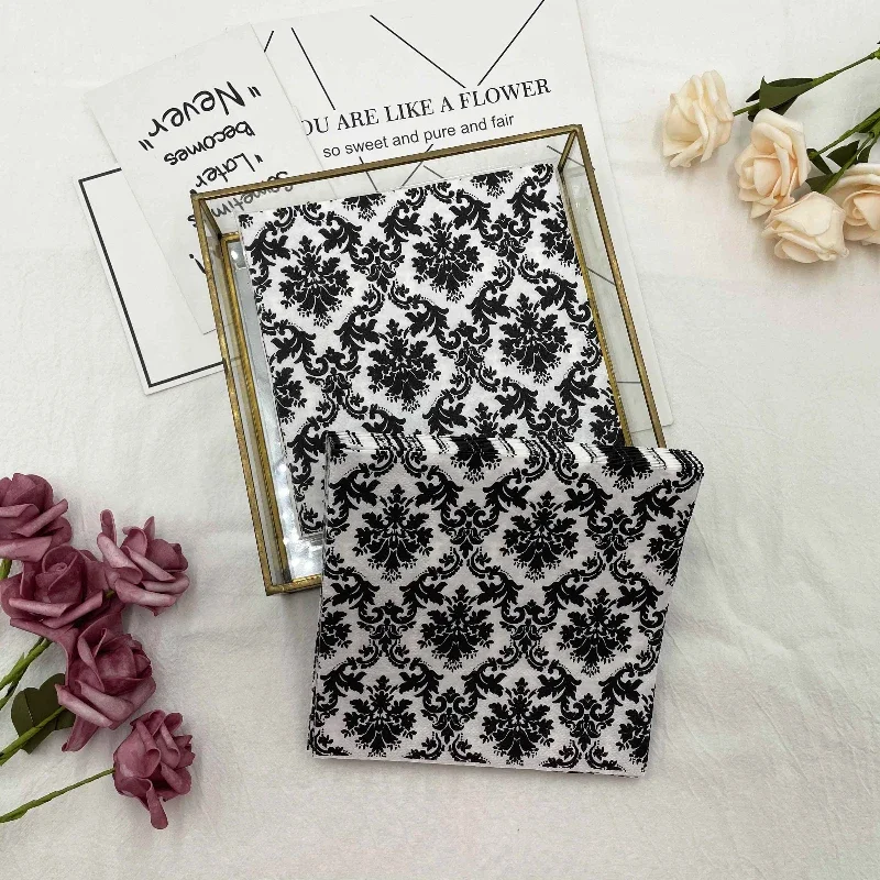 20pcs/Pac 33cm Black and White Printed Napkins Featured European Black Floral Square Folded Paper Napkins Party Flower Paper