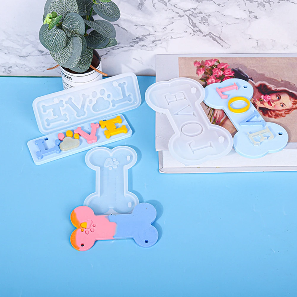 

1Set Bone Shaped Resin Mold Silicone Fondant Mould DIY Bone Casting Keychain Pendant Mold Handmade Craft Project
