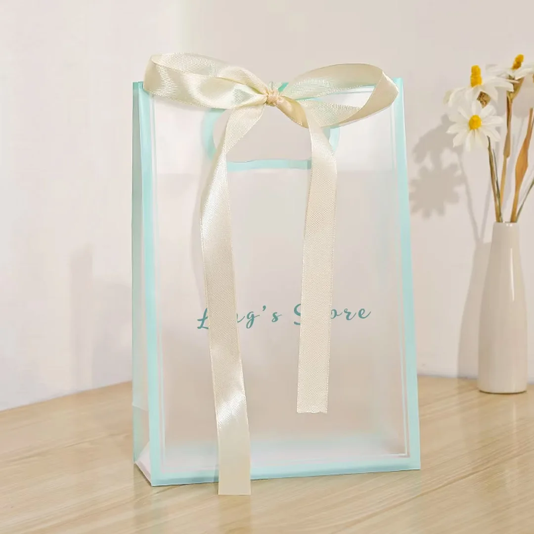 

50Pcs Personalized Logo PP Jewelry Gift Hanle Paper Bag Wedding Birthday Party Candy Packging For Cosmetic Lipstick Storage