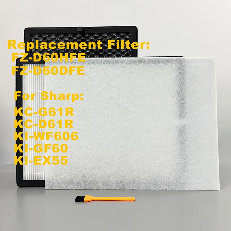 Filtro desodorizante Hepa Z-D60HFE + FZ-D60DFE para purificador de aire Sharp KC-G61R, KC-D61R, KI-WF606, KI-GF60, KI-EX55