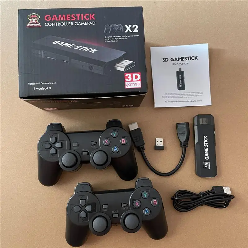 New Game Stick 4K GD10 Retro Video Game Console HD Output Emuelec 4.3 System 2.4G Wireless Controllers 3D PSP PS1 40Simulators