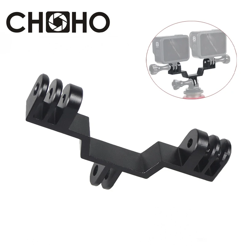 For Gopro 11 10 9 Accessories Double Bracket Bridge Y Mount Aluminum Alloy CNC Connector Selfie Holder Flash For Go Pro Hero DJI