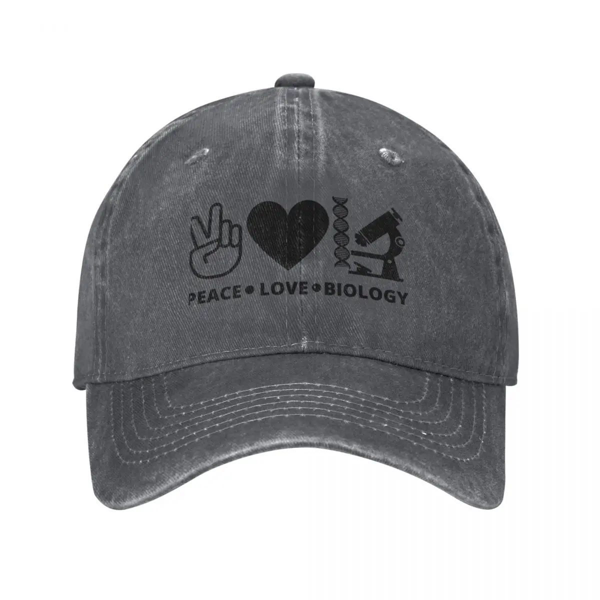 Peace Love Biology Scientist Design Baseball Cap Luxury Brand Sun Hat For Children birthday Anime Hat For Women 2025 Men's