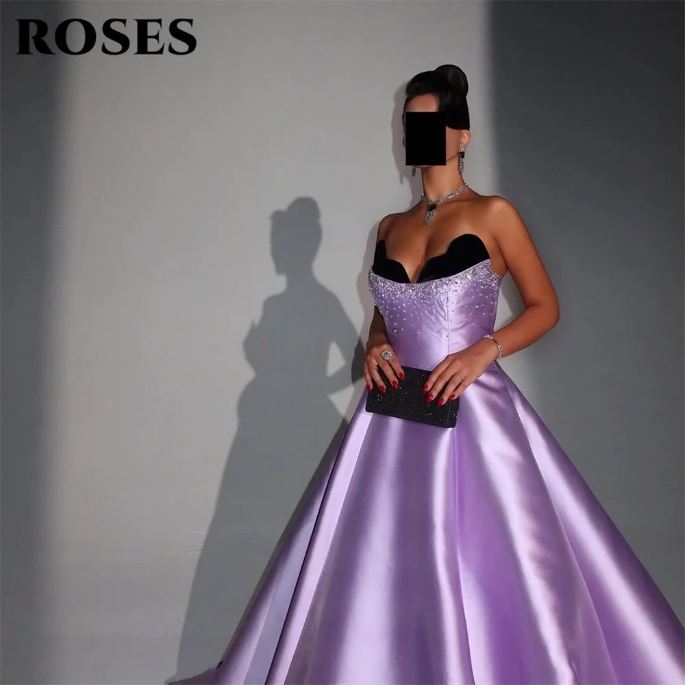 

Вечернее платье из сатина цвета лаванды с бисером, бальное платье с вырезом «сердечко», без рукавов, для свадебных торжеств, на заказ