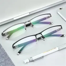 New Half-frame Square Frame Business Myopia Glasses Vintage Eye Protection Ultra Light Eyeglasses Vision Care 100~600 Diopter