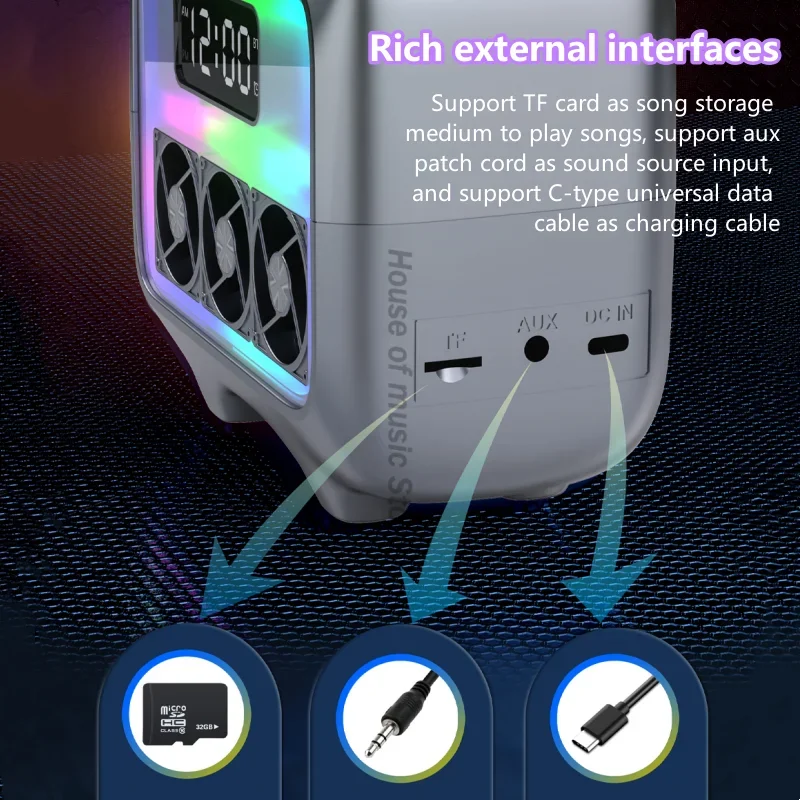 Neue LED-Uhr Mini Smart tragbare Bluetooth-Lautsprecher bunte Lichteffekt Multifunktion 15w schnelle Handy drahtlose Ladegeräte