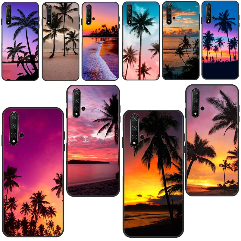 Summer Beach Sunset Palm Tree Case For Huawei P30 Lite P20 P40 Pro Nova 5T P Smart Z 2019 2021 Honor 10 Lite 8X 9X Cover