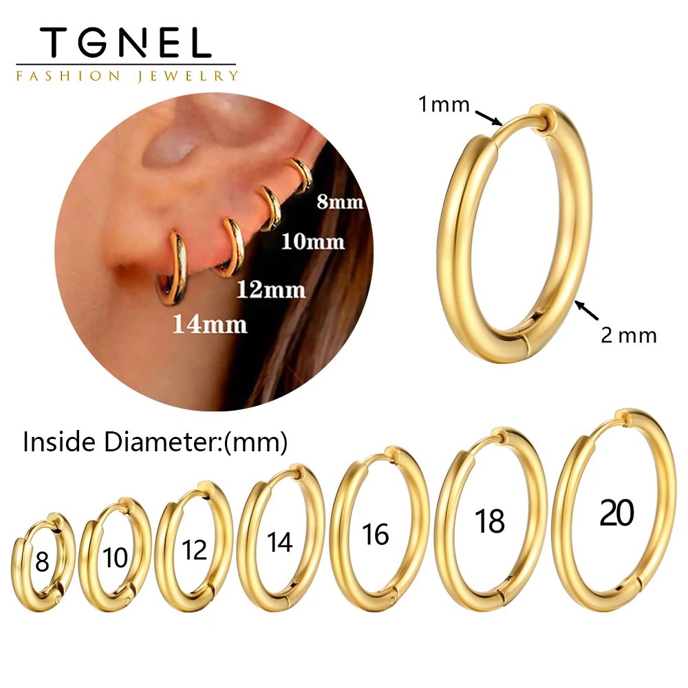 Small Hoop Earrings For Women Men Stainless Steel Gold Color Earring Korea Fashion Cartilage Piercing  Jewelry Accessories Gifts