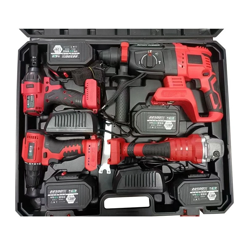

Power tool set four-piece set, lithium battery tool set, a complete set of multi-functional power tools