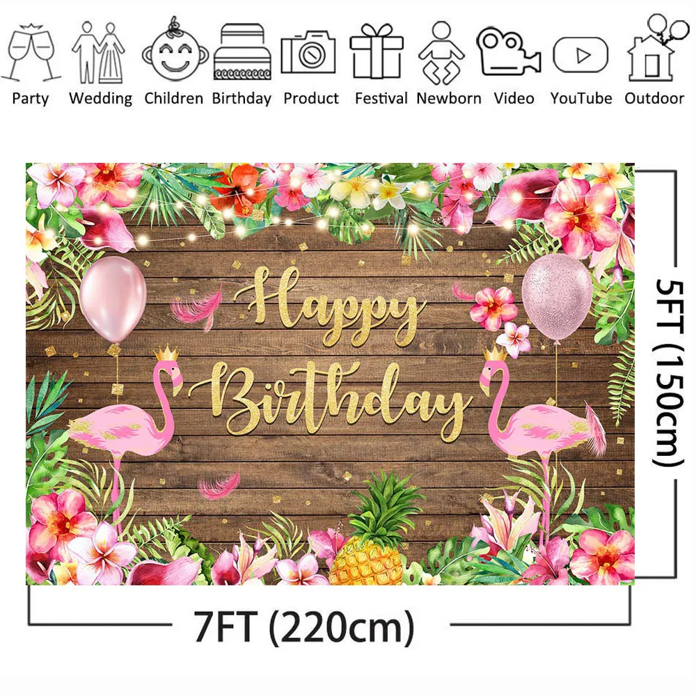Коричневая деревянная доска Mocsicka, фламинго, розовый тропический фотографический фон для дня рождения, декор для вечеринки