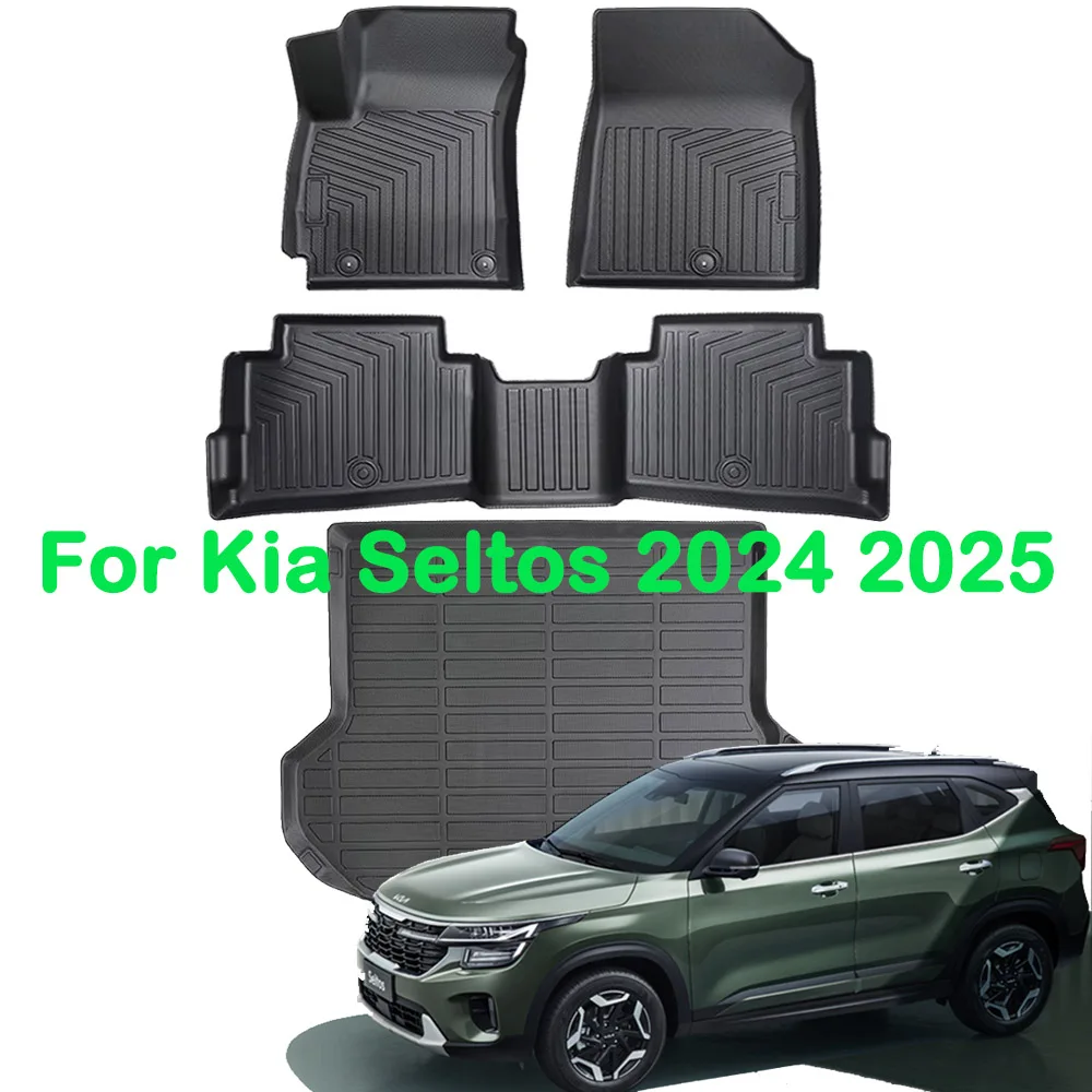 

Car Floor Mats for Kia Seltos 2024 2025,All-Weather TPE Protection 1st & 2nd Row Floor Liners Accessories(Gasoline version)