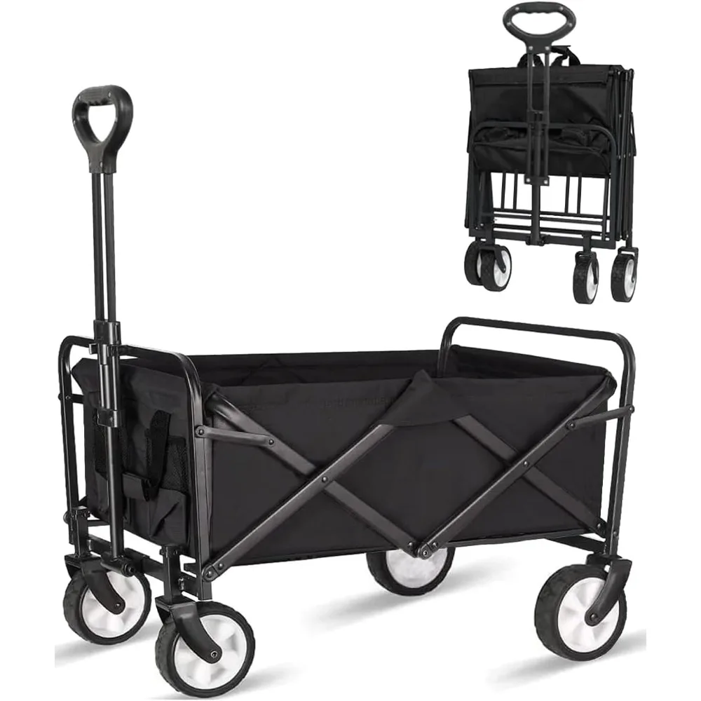 Collapsible Foldable Wagon, Beach Cart Large Capacity, Heavy Duty Folding Wagon Portable, Collapsible Wagon for Sports