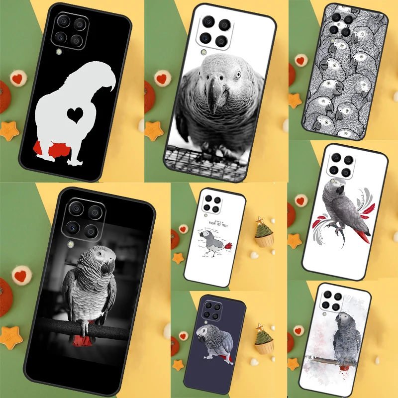  African Grey Parrot For Samsung Galaxy M53 M33 M13 M14 M34 M54 M12 M32 M52 M20 M15 M55 M31s M30s M21 M51 Case