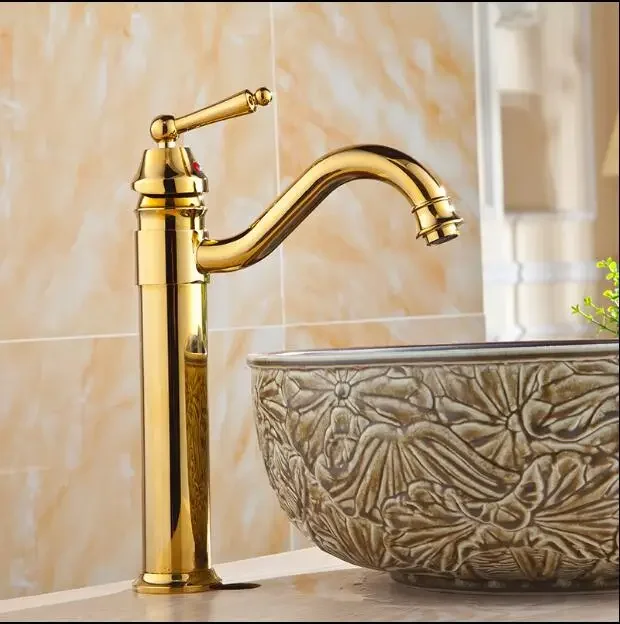 

Bathroom Basin Faucet High Arch Antique/Gold/Chrome/Black Oil Sink Water Copper Material Bathroom