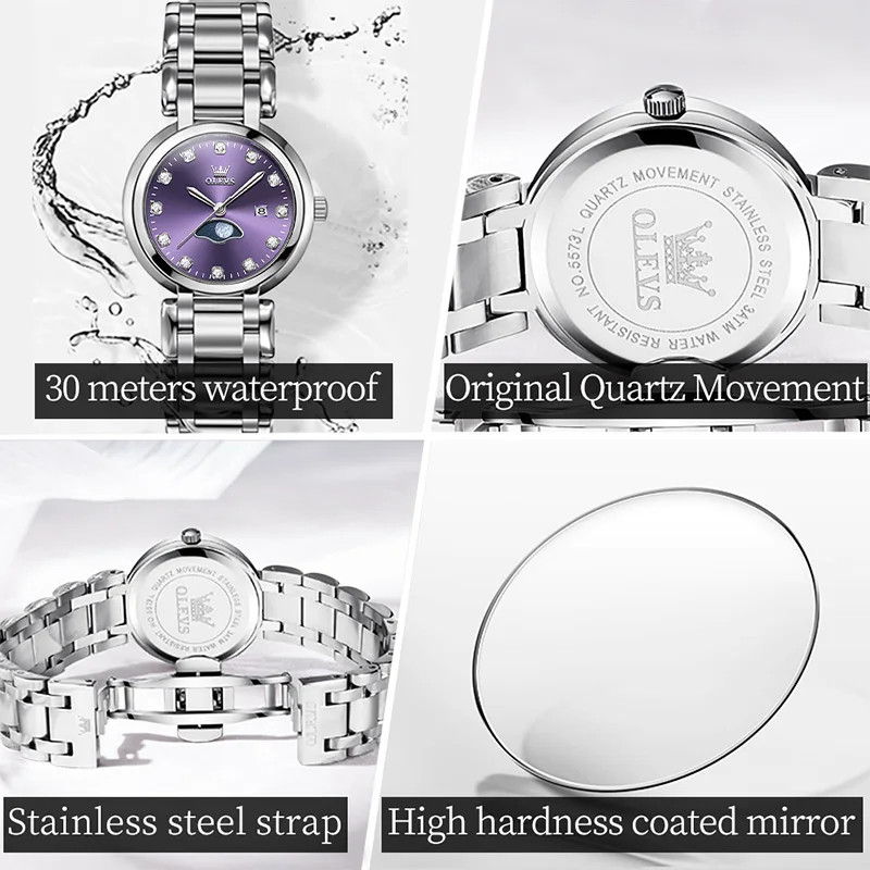 OLEVS 5573 Women's Watch Fashion Stainless steel Quartz Watches Waterproof Automatic Date Ladies Watch Luxury brand Reloj