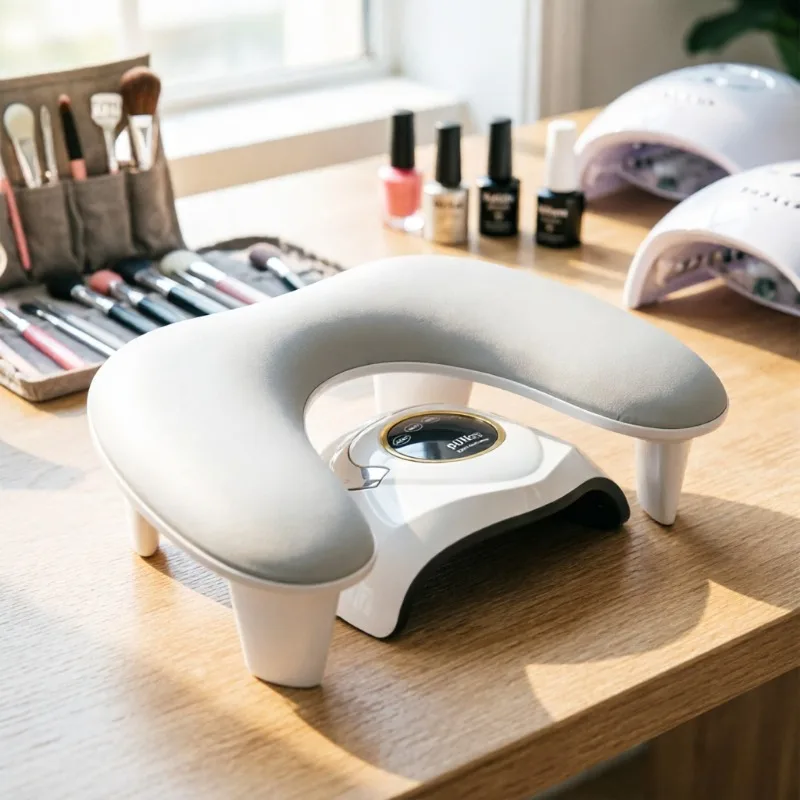 Adjustable U Shape Nail Hand Rest Soft Manicure Arm Pillow PU Leather Microfiber for Nail Salon Use