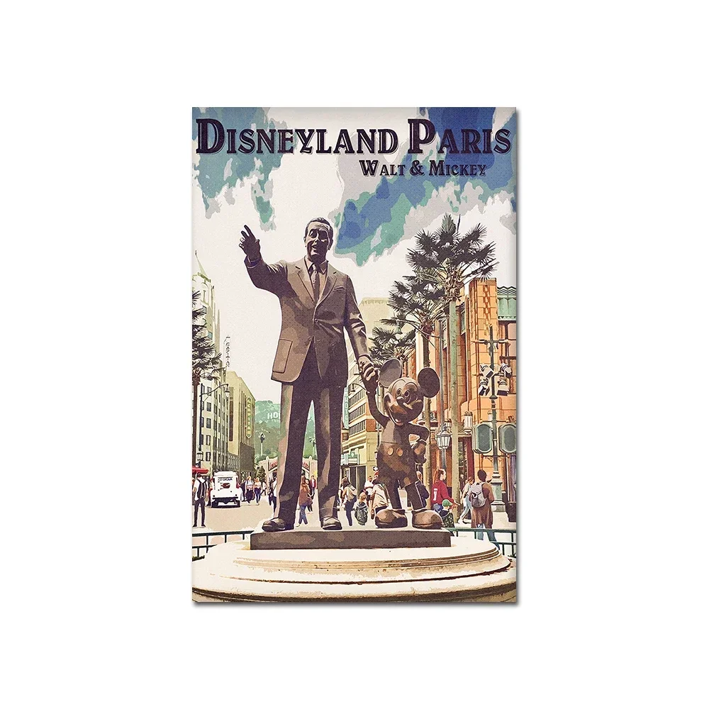 Póster e impresión de Disneyland Paris, pintura en lienzo de dibujos animados de Mickey Mouse, imagen artística de pared, decoración para el hogar, sala de estar, habitación de niños, Mura