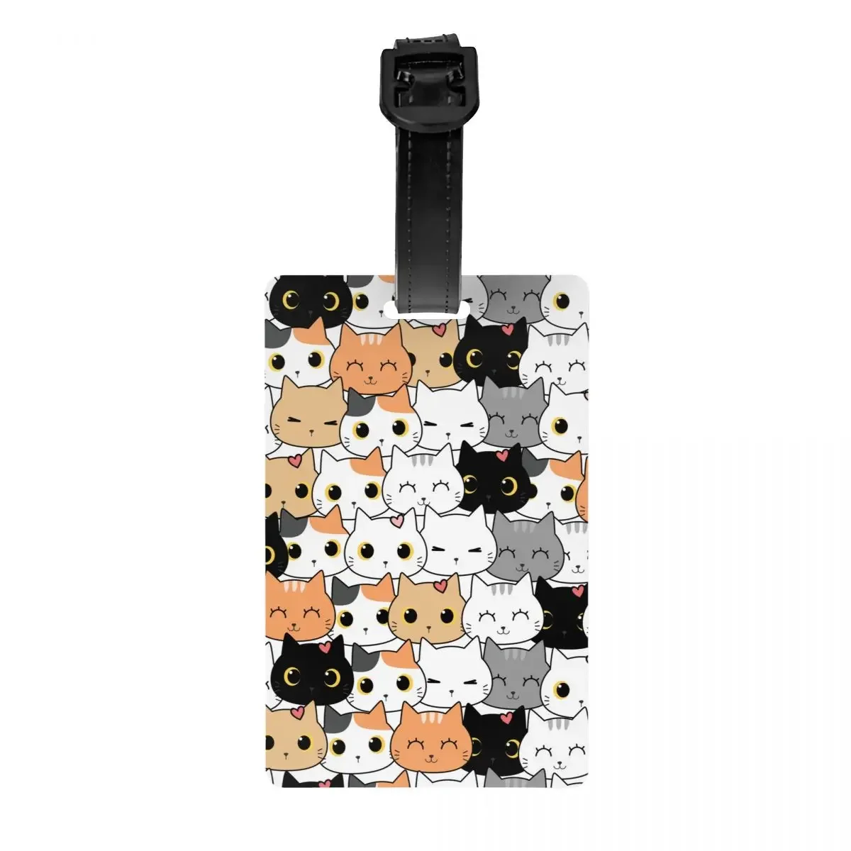 

Custom Cute Kitten Cat Doodle Luggage Tag With Name Card Privacy Cover ID Label for Travel Bag Suitcase