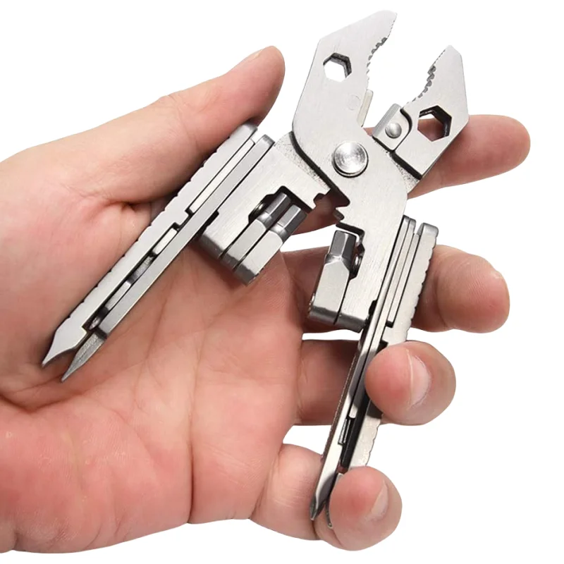 25 In 1 Portable Mini Folding Pocket Multi-Functional Pliers Outdoor Hiking Camping EDC Gadget Key Ring Clip Screwdriver Tools