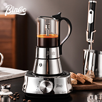 Bincoo Visual Glass Double Valve Mocha Pot Italian Concentrated Extraction Coffee Pot Electric Ceramic Stove Heating Base 220V