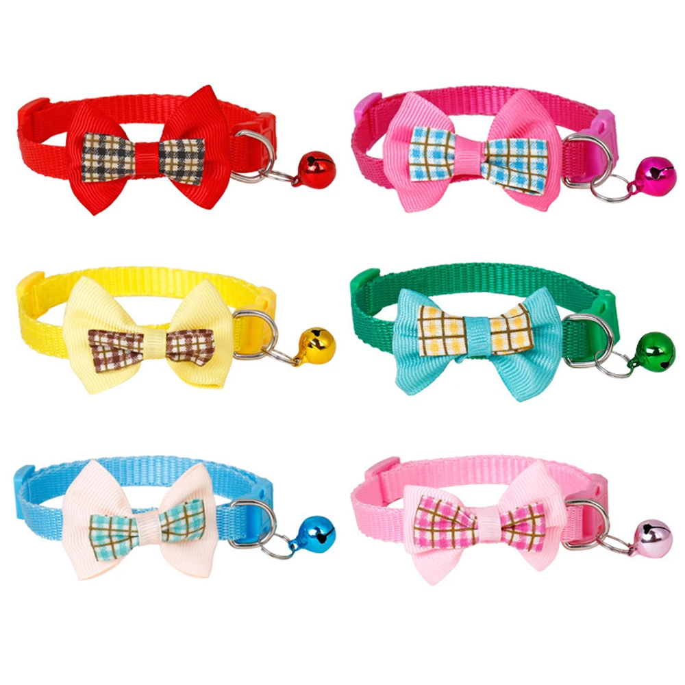 100-200pcs Wholesale Cat Collar Adjustable Bow Pet Collar For Small Dogs Footprint Cats Collar With Bell Design Necklace Chain