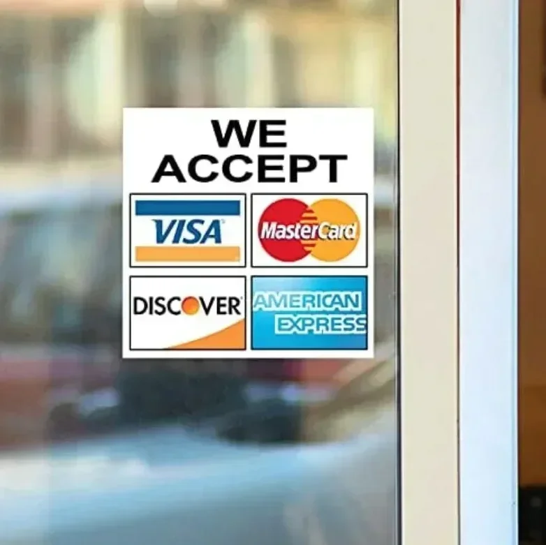 Aceptamos WE Accept Credit Cards Sign Payment Method Sticker for Texi Truck Business Store Shop Window Decal Personalization