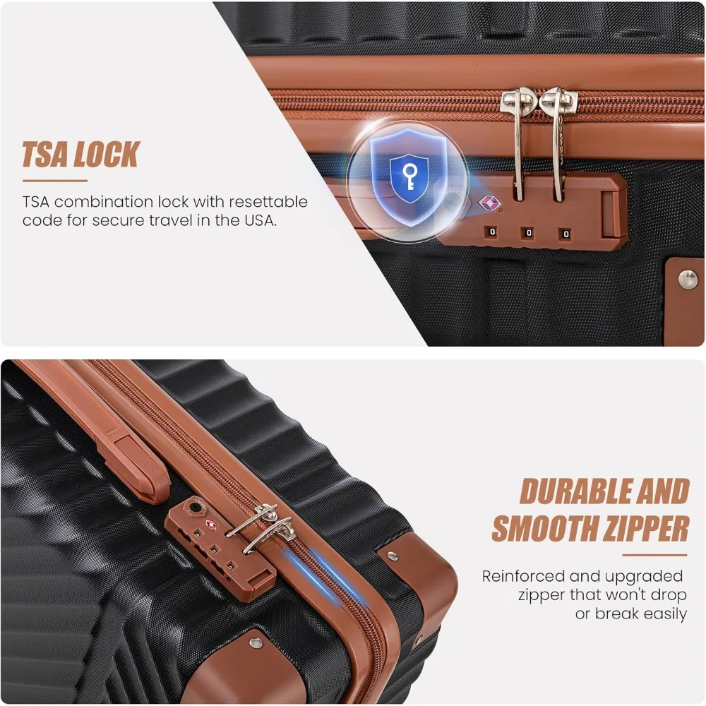 Equipaje de mano ligero de ABS duro 22x14x9, maleta de 20 pulgadas aprobada por aerolínea con ruedas, compañero de viaje duradero