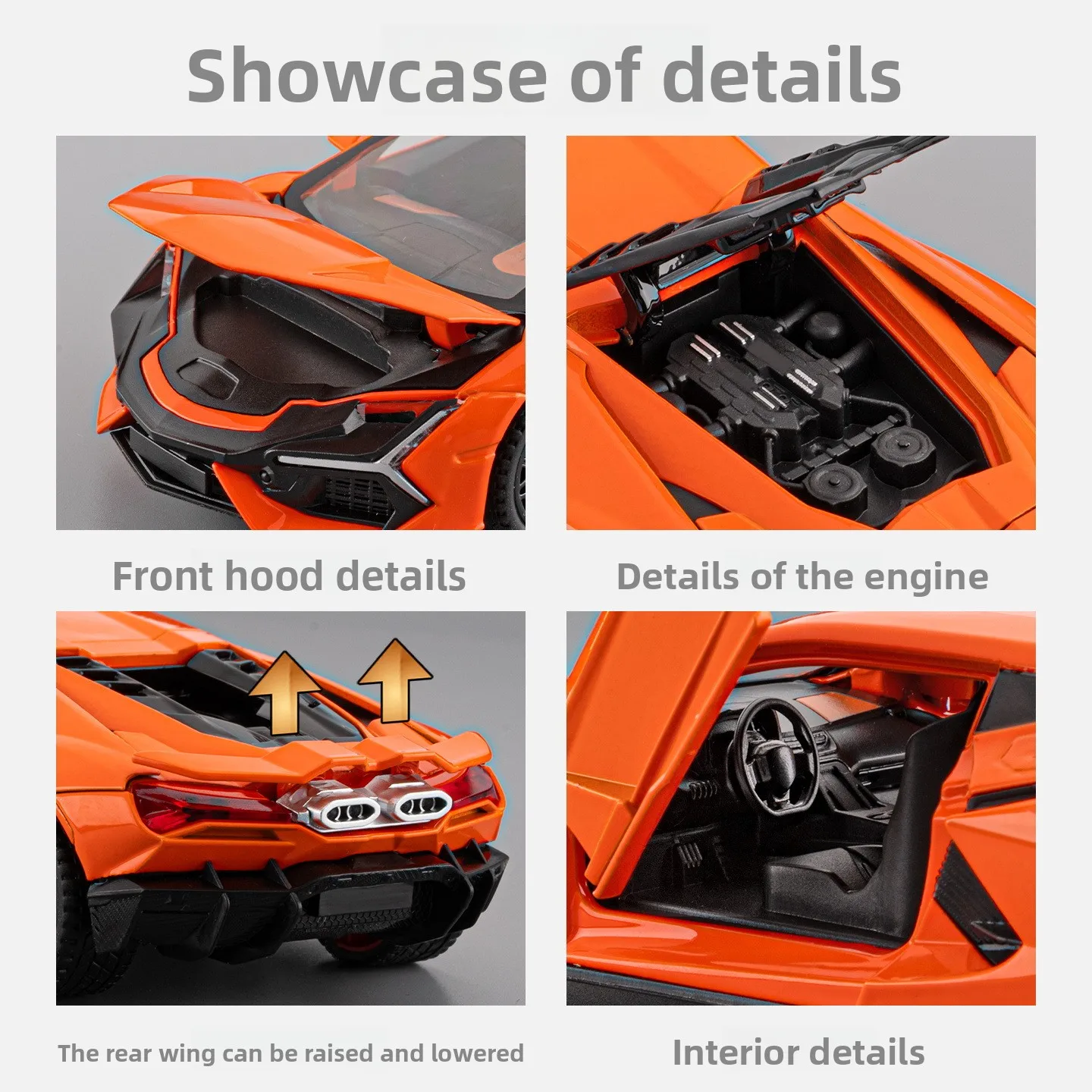 1:32 revuelto liga modelo de carro esportivo brinquedo diecast metal porta aberta som luz puxar para trás carro em miniatura menino presente natal