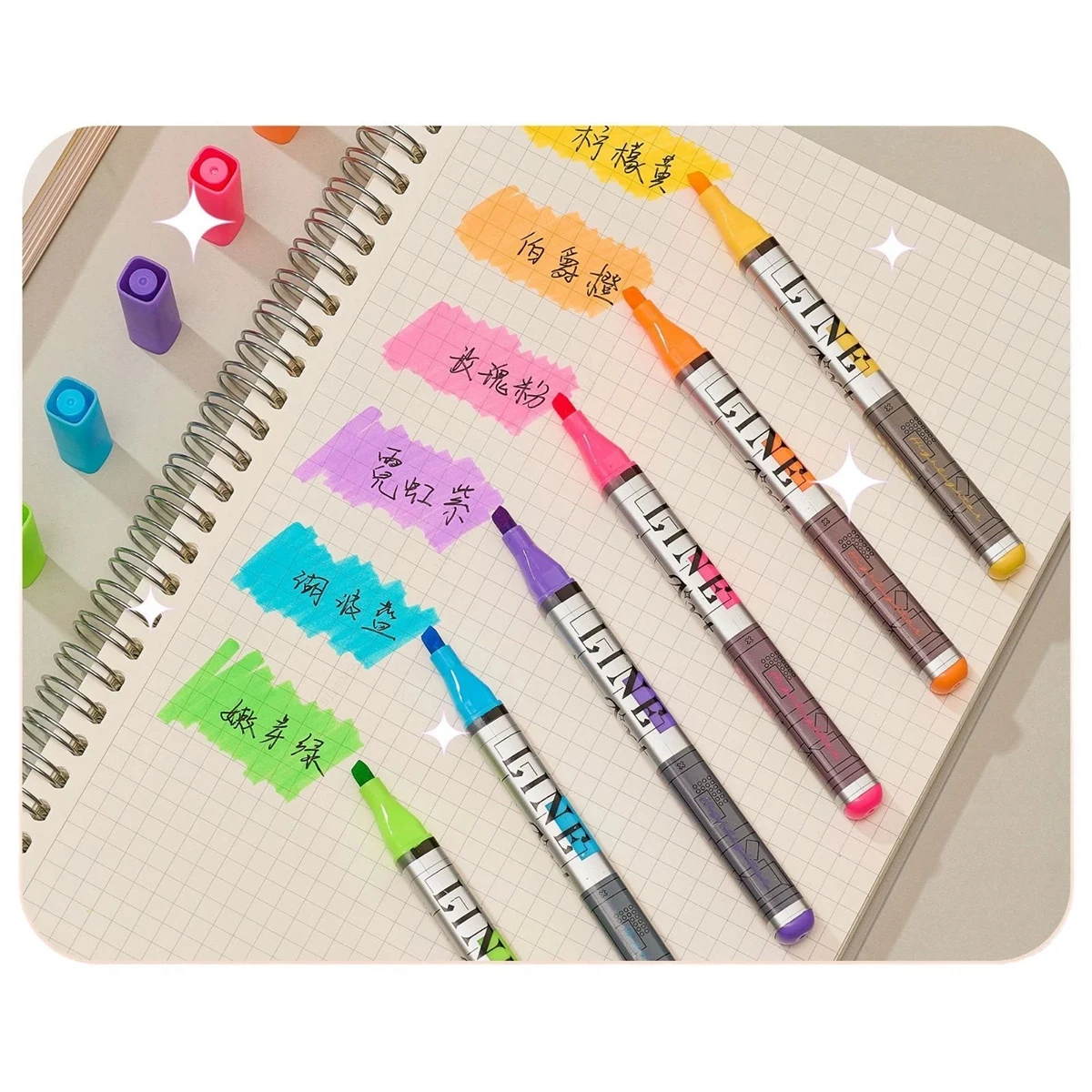 6Pcs Aesthetic Pastel Highlighter Set Chisel Tip Quick‑Dry Fluorescent Marker for Planner Note‑Taking School Office Stationery