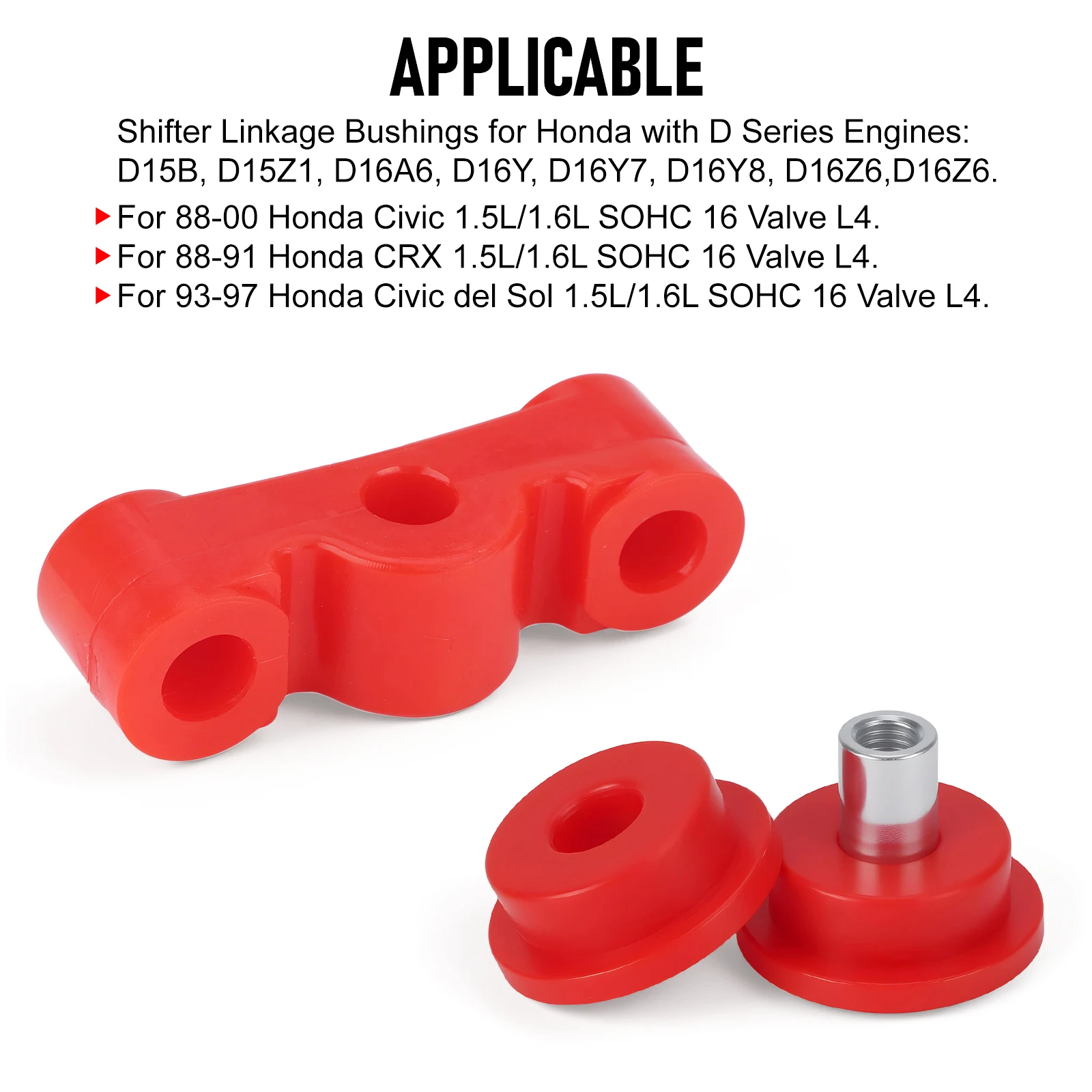 Red D-Series Polyurethane Shifter Bushings For Honda Civic EG EK 1992-2000 D15 D16 Engine Replacement Shift Linkage Bushings 4
