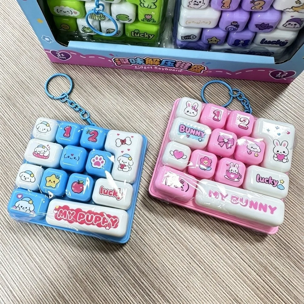 Plastic Clear Keyboard Keychain Animal Patterns Mechanical Sounds Mechanical Keyboard Keychain Clickable Keys Keycap Keychain