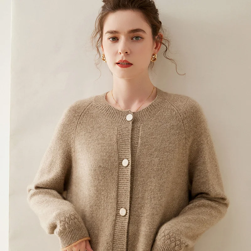 

Winter New Women's Classic Cashmere Cardigan Thick Flower Yarn Knitted Sweater Long Sleeve Casual High Quality Loose Basic Top