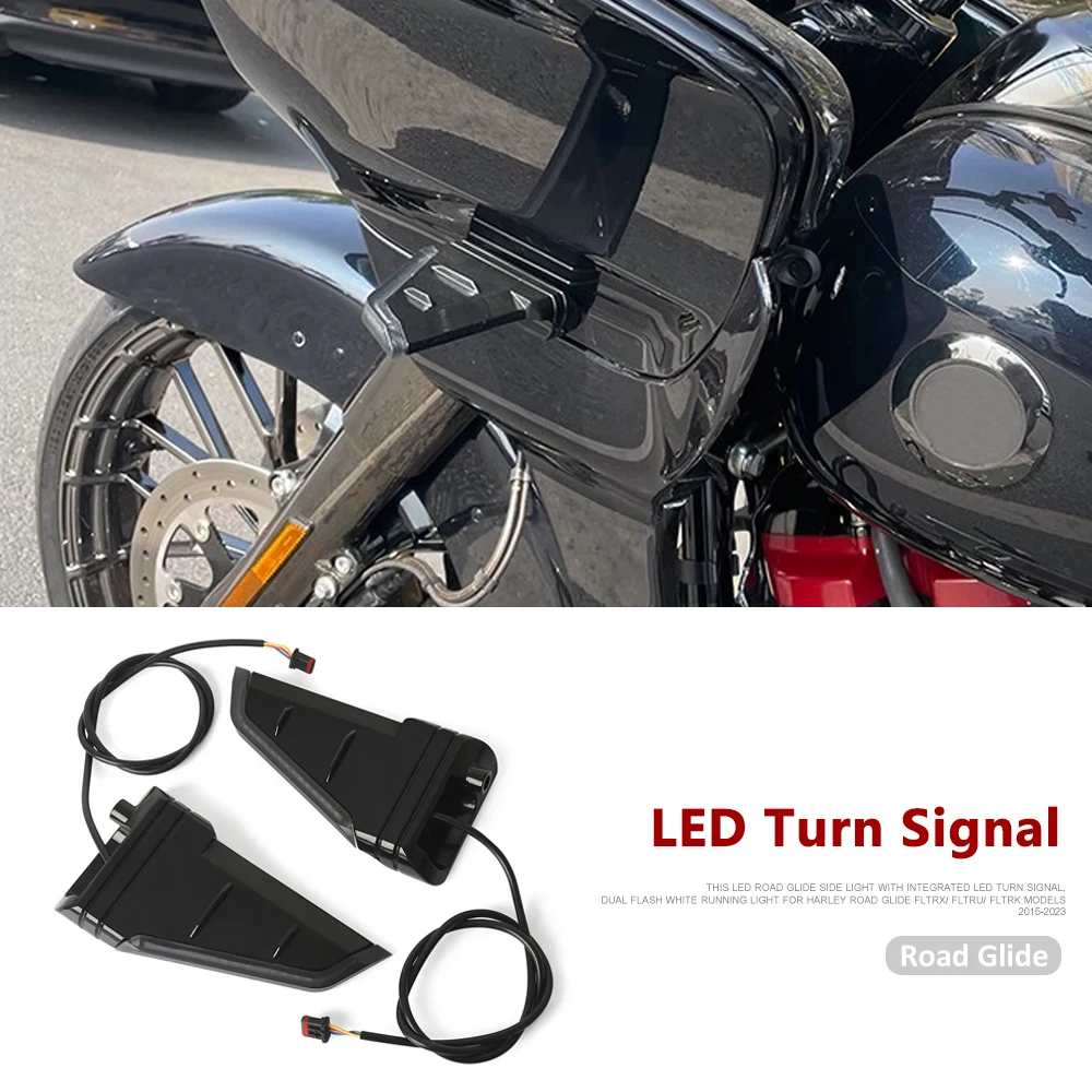 

Motorcycle For CVO Road Glide Special FLTRXS Custom FLTRX FLTRU Front Side Turn Signal Indicator Running Amber/White LED Lights