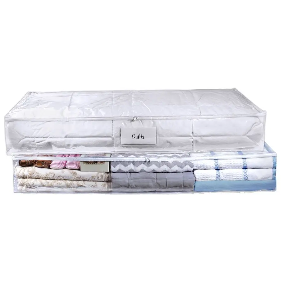 

Clear Underbed Storage Bag, Durable Vinyl Material to Shield Your Contents from Dust, Dirt and Moisture, Easy Gliding Zipper for