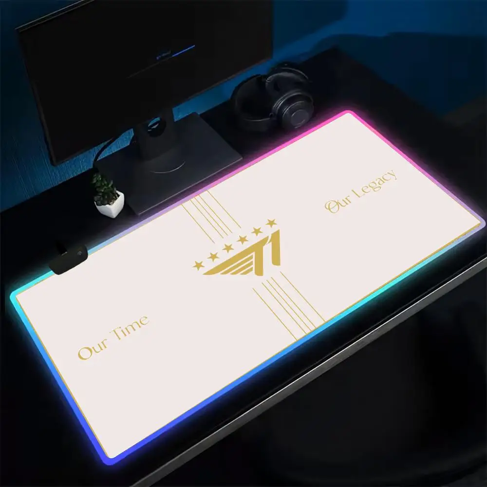 

Коврик для мыши SKT T1 World Champion, игровой коврик для мыши в стиле аниме, светодиодные настольные коврики с подсветкой, резиновые настольные коврики XXL RGB