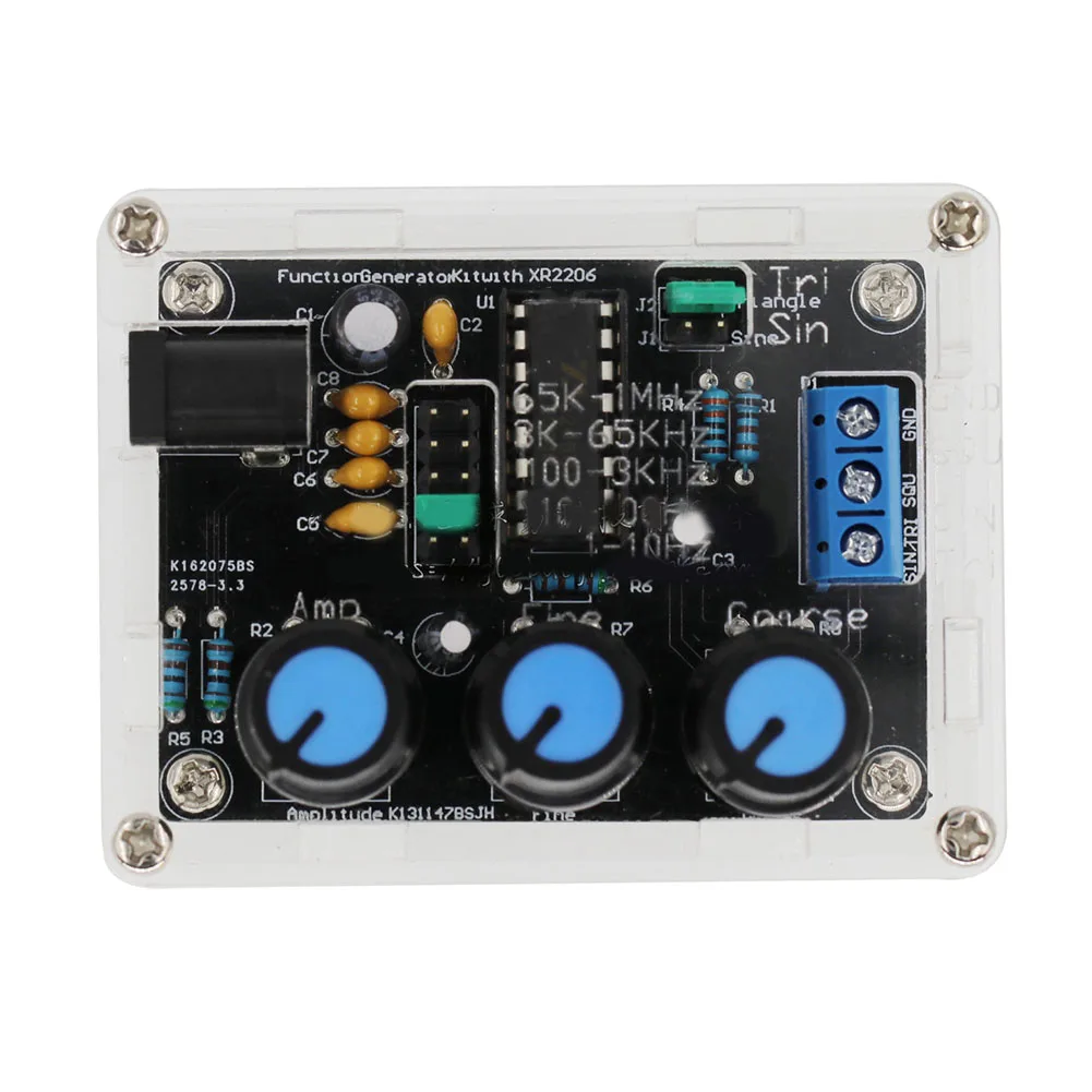 High precision DIY Signal Generator Kit Sine Triangle Square Wave Adjustable Frequency 1Hz 1MHz Simple Setup (9 12VDC)