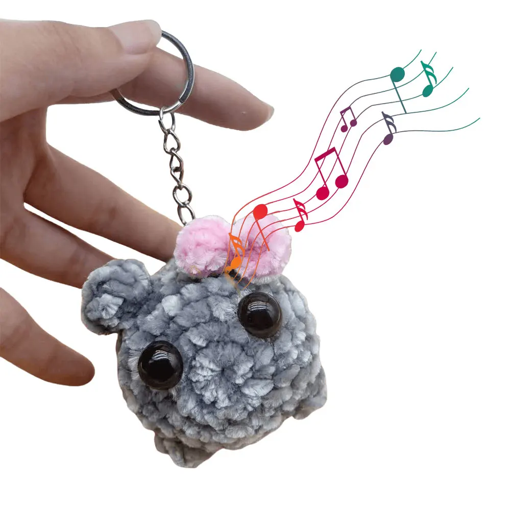 Sad Hamster Meme Sound Music Plush Toy Sad Hamster Keychain with Bow Sad Hamster Plush Toy Kawaii Crochet Plush Sad Hamster Meme